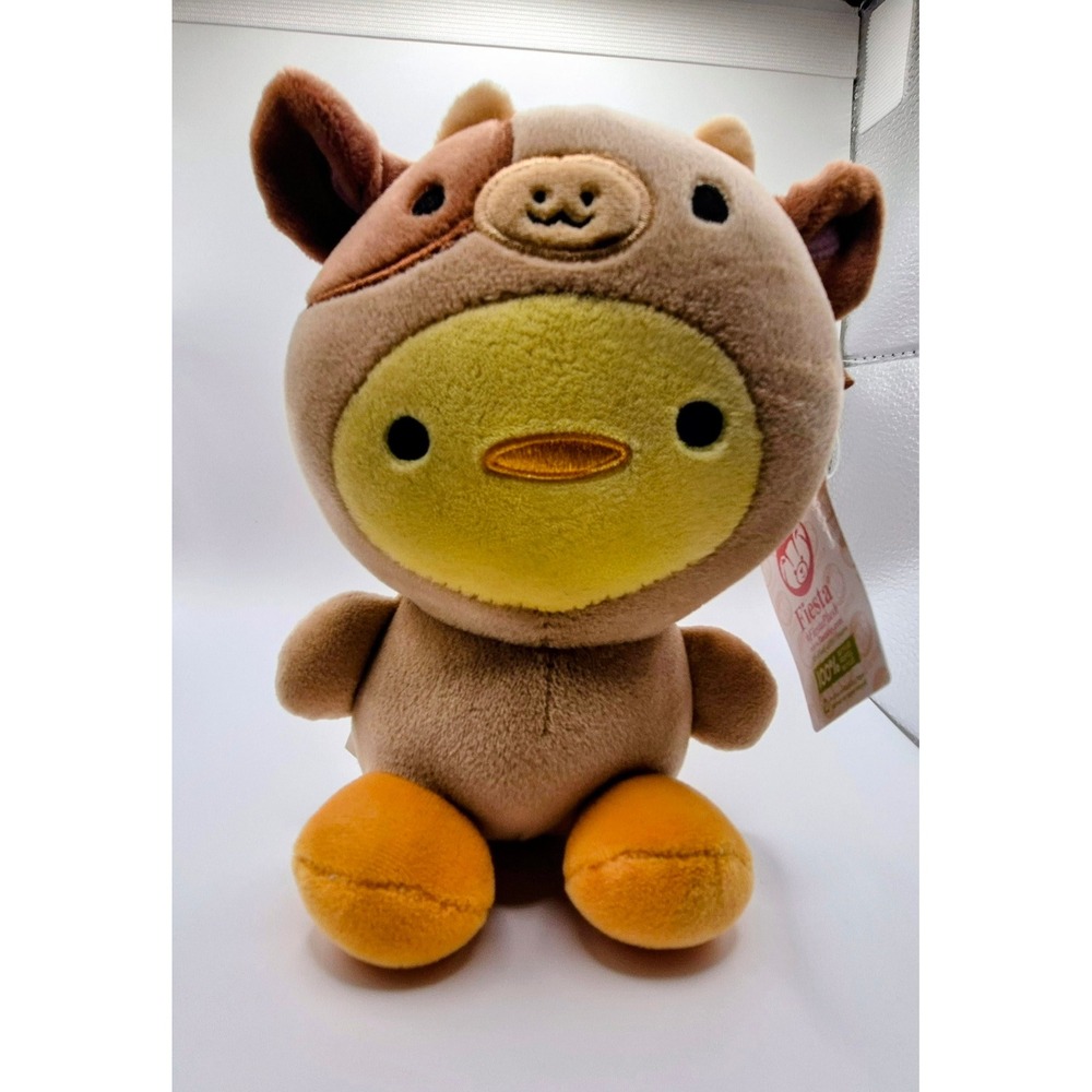 Fiesta Duck in Cow Costume Plush Stuffed Animal Brown‎ Yellow C22501 NWT